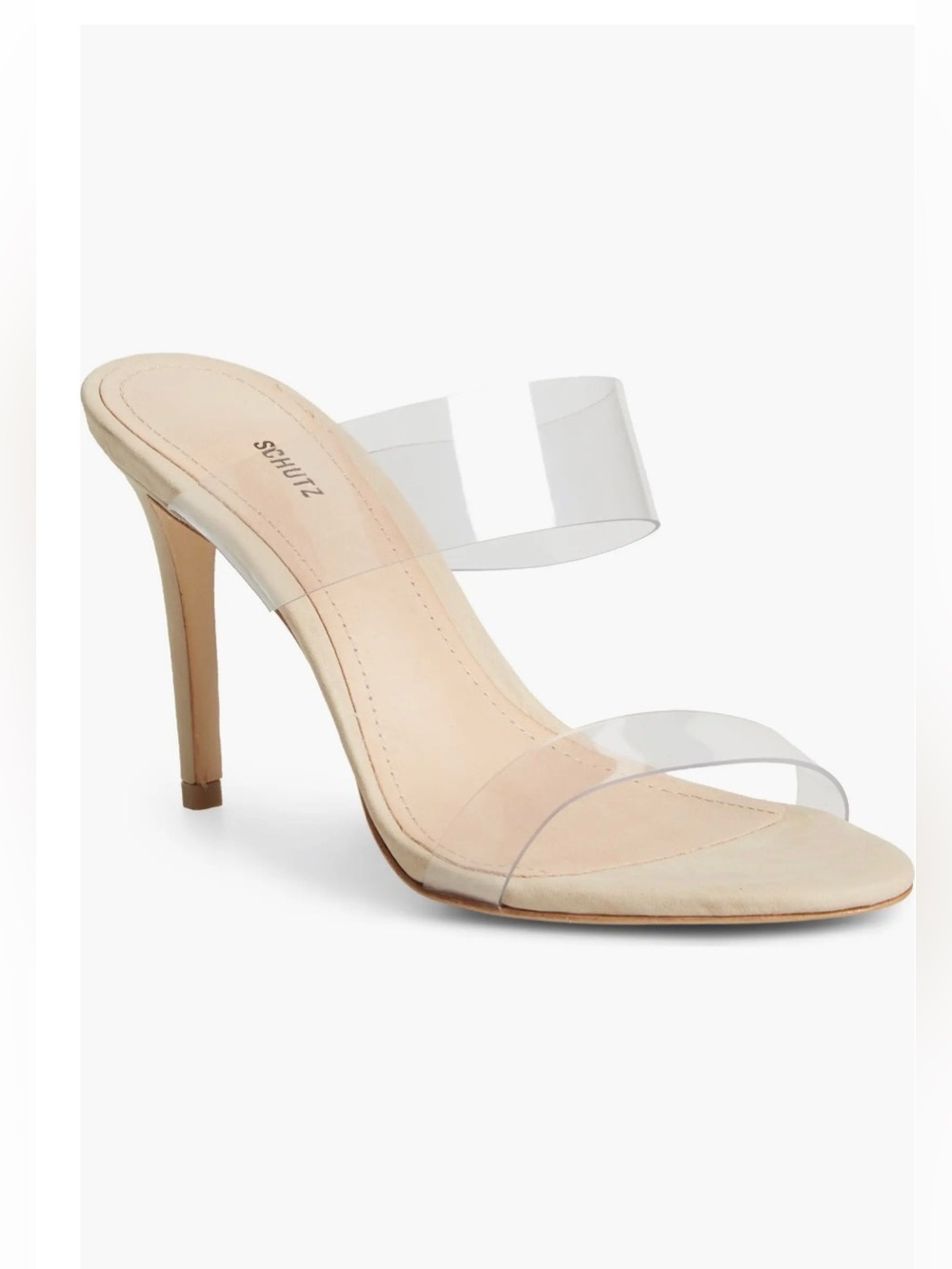 Schutz Clear Strap Nude Stiletto sandals size 7.5